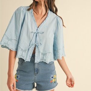 AnnieWear Front Tie Women's Blouse